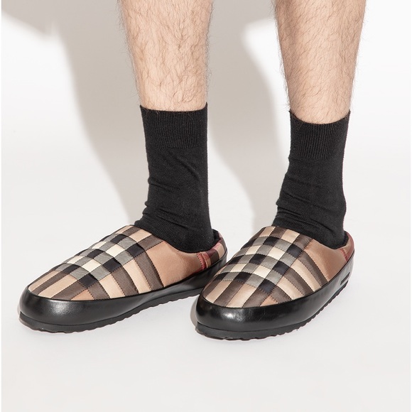 New Authentic BURBERRY SLIPPERS AND CLOGS MEN FABRIC BROWN BIRCH size 41 - Picture 3 of 12